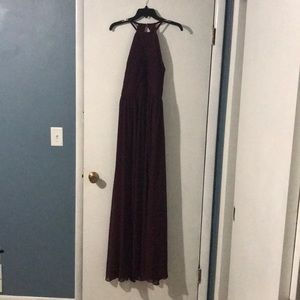 Open-Back Maroon Bridesmaids Dress